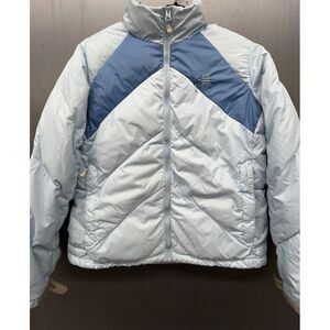 Lands End Down Puffer‎ Jacket Women S Blue Zip Pockets Vent Winter Snow Ski Coat